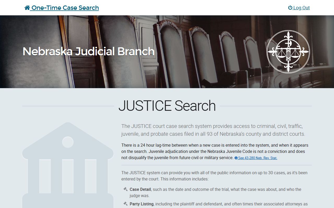 Nebraska JUSTICE search for Hall County court records after jail arrest