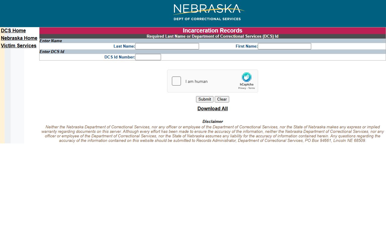 Nebraska NDCS locator for Hall County inmate records after state prison transfer